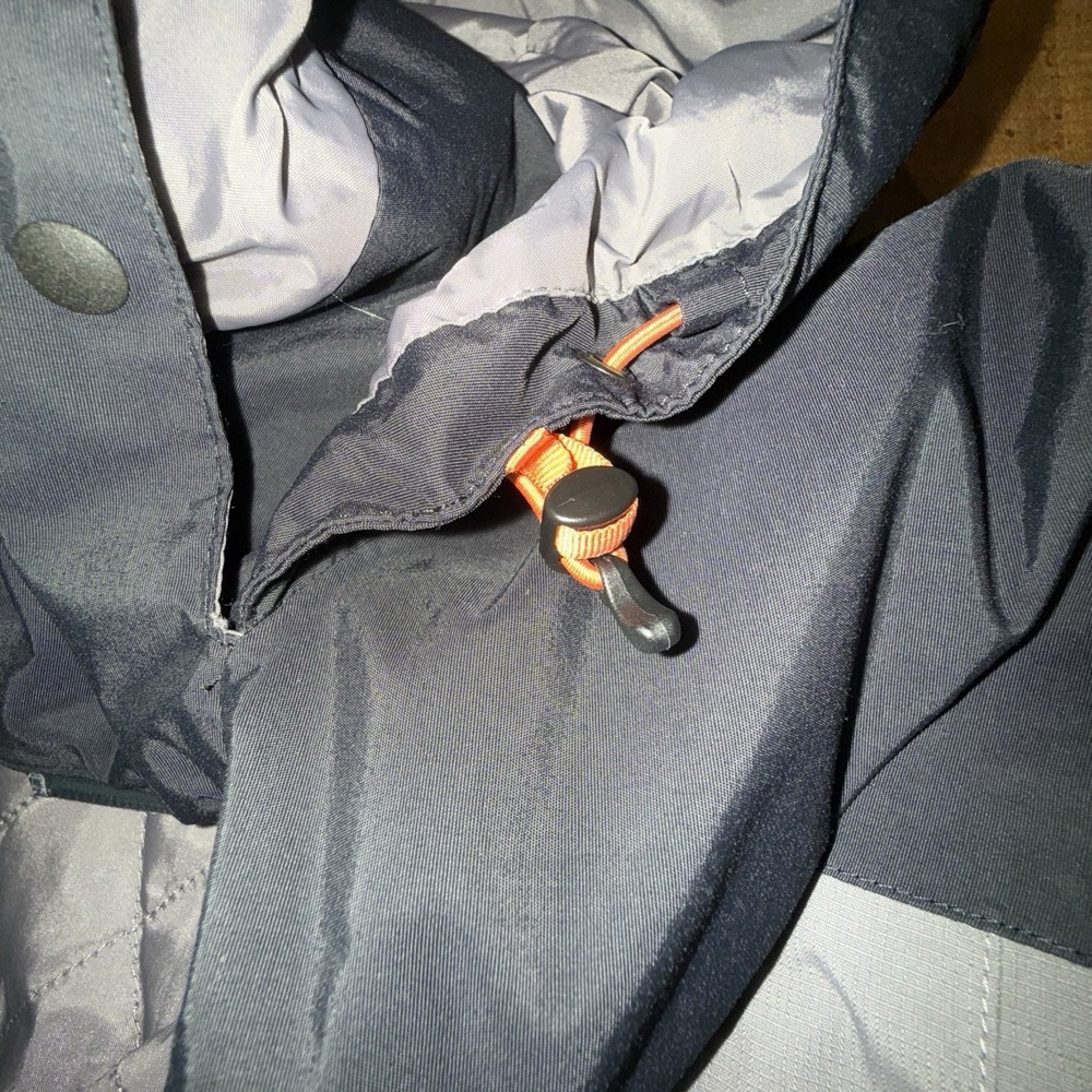 Lands End Jacket Mens Large Gray AquaCheck Thermolite Hooded Full Zip Nylon Coat - Picture 3 of 15